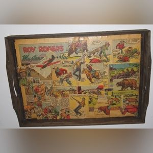 Handmade Rare Roy Rogers Wood Tray